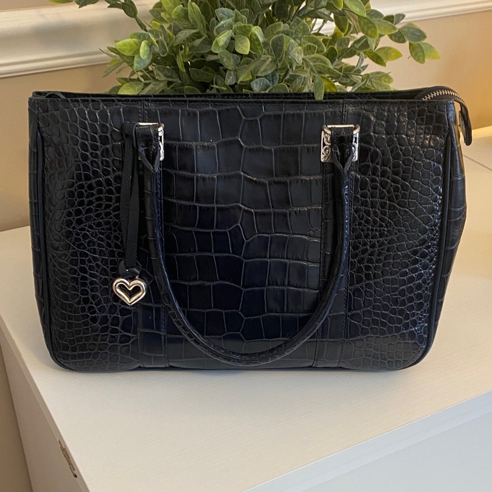 Brighton Midnight Croc-Embossed Satchel